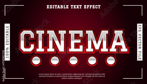 Cinema editable text effect with a vintage marquee style for movie titles and entertainment designs. Vector illustration template