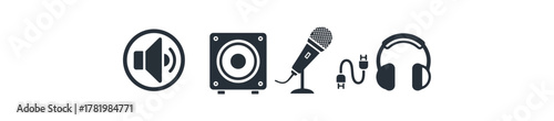 Audio icons set for sound and communication