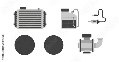 Automotive components illustration for mechanical engineering and design