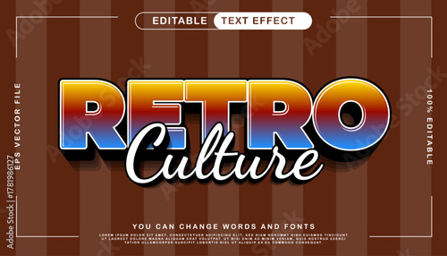 Colorful retro 3D text effect with vintage script and block lettering. Editable vector graphic template for titles and headlines