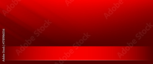 3d backdrop for product presentation. Dark red studio room. Vector stage mockup illustration. Limbo abstract background. Minimal wall scene. Showcase, promotion display.