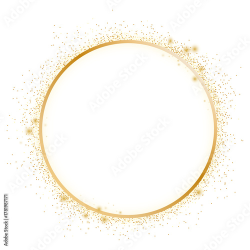 Golden glitter circle frame high resolution transparent png background