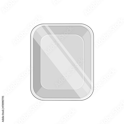 White empty styrofoam food tray iIllustration. Isolated On White Background.