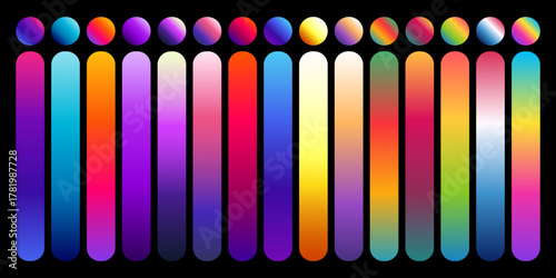 Vibrant gradient color palette swatches with a modern aesthetic suitable for digital design