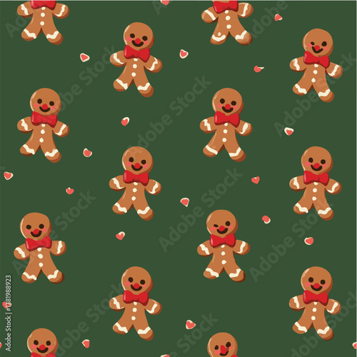 Seamless vector pattern of cute gingerbread men flat design