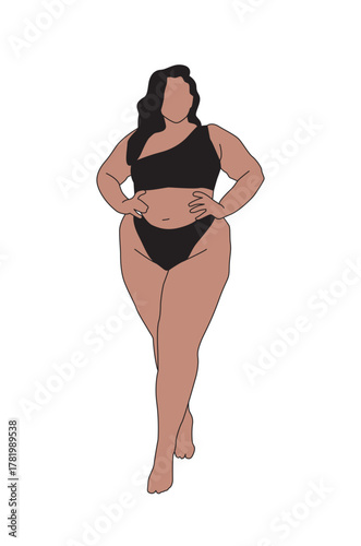 Curvy Woman Plus-Size model - Illustration SVG Vector - Architecture People - Realistic line art	
