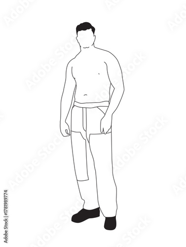 Line art portrait of a young male model - vector illustration svg