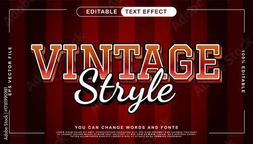 Vintage text effect with a classic 3D retro style. Editable vector graphic template for typography design