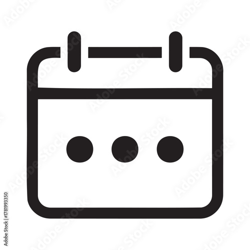 Calendar icon with three dots, representing a date, schedule, or event