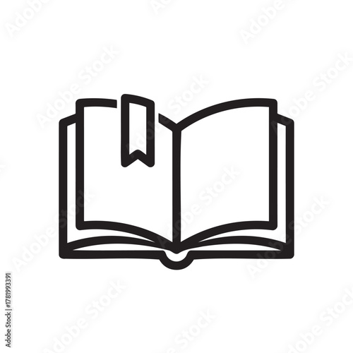 Open book with a bookmark icon