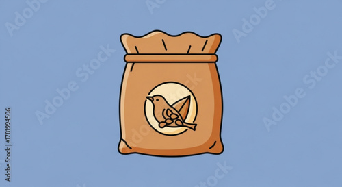 A brown bag of birdseed with a bird illustration, designed for feeding wild birds, its a nutritious option