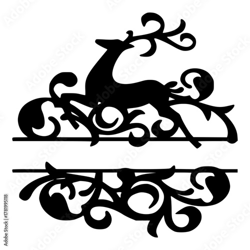 Minimalist elegant reindeer silhouette christmas holiday season decoration ornament design vector graphic image vector