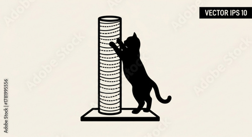 A sleek black cat scratching post, a modern and stylish accessory for your feline friend, perfect for grooming