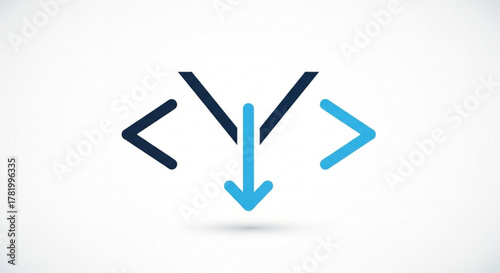 A blue and dark blue download code icon for web development and software engineering projects and presentations