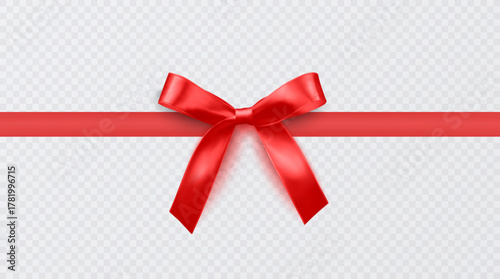 Red Satin Gift Bow with Ribbon Realistic illustration