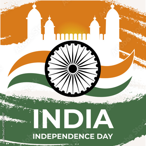 India Patriotic Poster – Ashoka Chakra with Saffron, White and Green Background