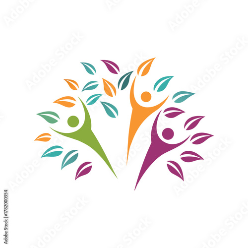 Modern community logo leaves charity company logo design