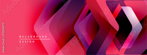 Abstract geometric pattern. Red, purple gradients create dynamic layers. Modern design suitable for backgrounds, presentations.