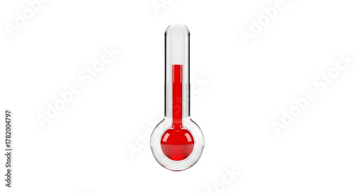 Red liquid thermometer in clear glass with minimalist design  