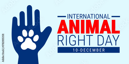 international animal right day background, banner, card or poster design template is observed every year during December, to raise awareness about the mission. Vector illustration.