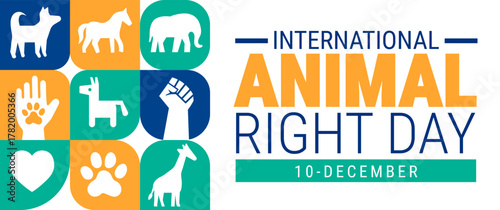 international animal right day Geometric shape pattern background, banner, card or poster design template is observed every year during December, to raise awareness about the mission. Vector