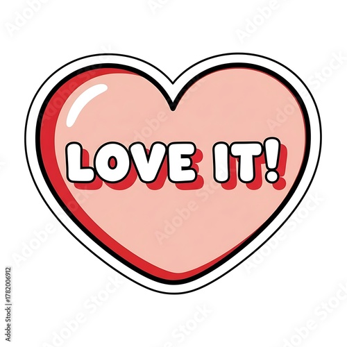 Pink heart with the text love it isolated on transparent background