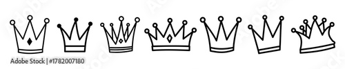 collection of hand drawn crown punk-style stickers