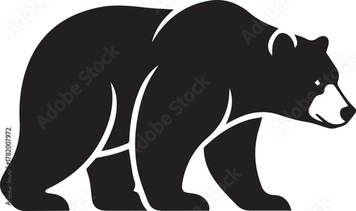 Black Silhouette of a Bear in Motion Facing Right animal