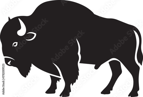 Black silhouette of a standing American bison buffalo