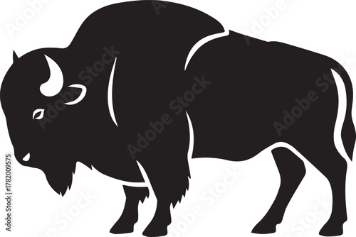 Black silhouette of a standing American bison buffalo