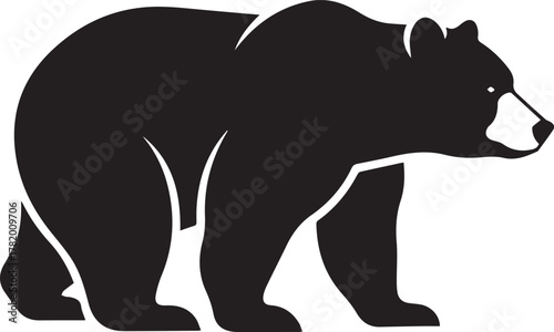 Black Silhouette of a Walking Bear Facing Right animal