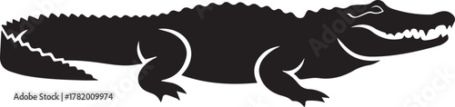 Black silhouette of an alligator with open mouth animal