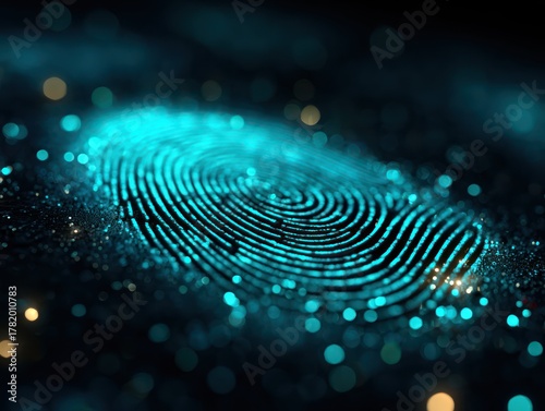 digital security cyber-safety concept, an ultra close-up view of a giant digital fingerprint
