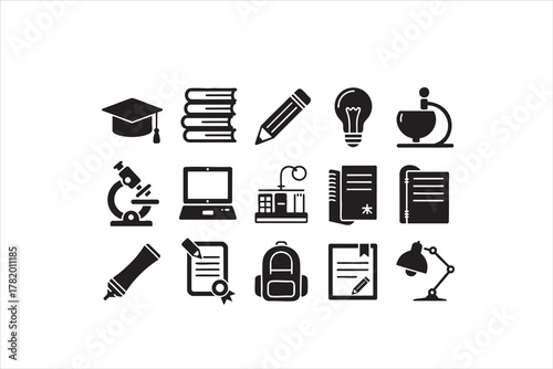 All study black silhouette vector i con .