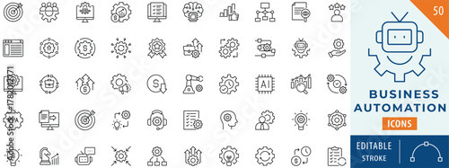 Business Automation icon collection set. Editable stroke.