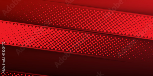red background with diagonal halftone-patterned stripes. Modern Trendy design in Vector Illustration