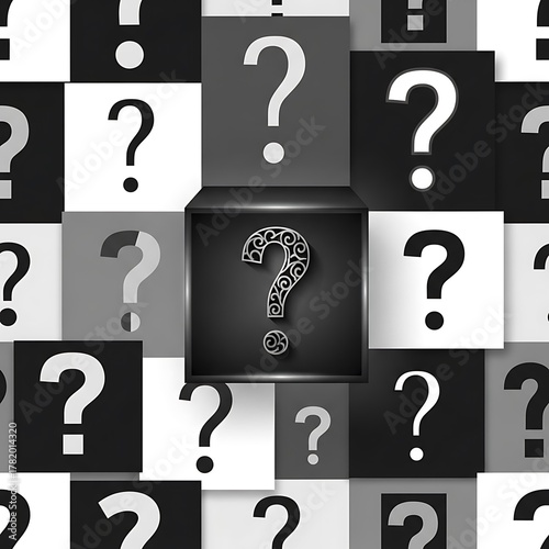 Question Marks in a Box - Uncertainty and Mystery Concept.