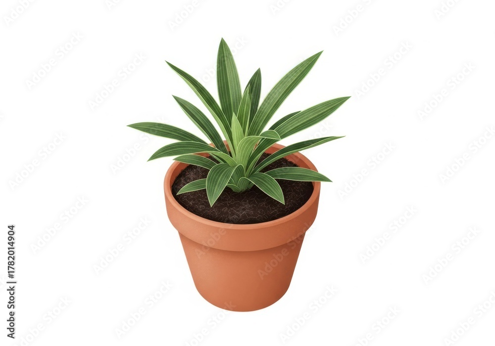 Fototapeta premium Small green succulent plant in a terracotta pot isolated on a