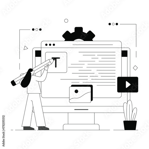 Creative online content marketing idea Solid Vector Illustration 
