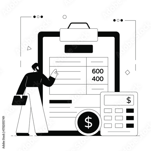 Accounting records and financial tracking Solid Vector Illustration 
