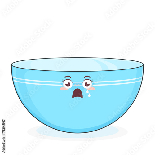 Light blue bowl scared face cartoon cute