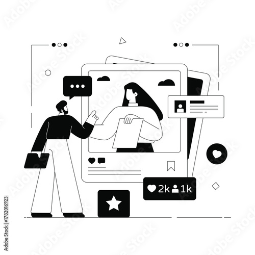 User subscribing to digital content for updates Solid Vector Illustration 