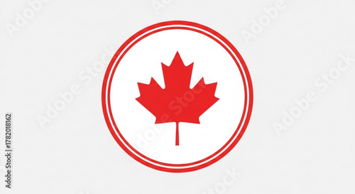 A red maple leaf inside a circle, the national symbol of canada, , representing canadian identity and heritage