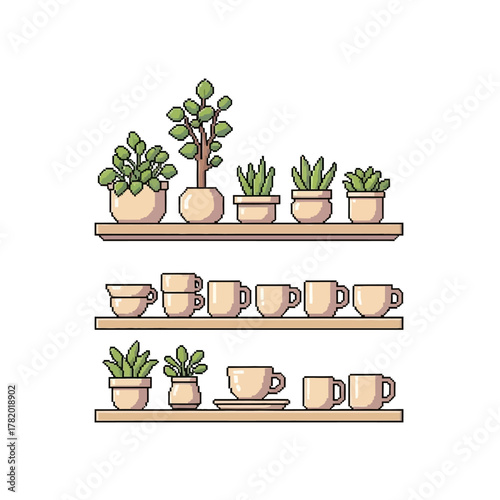 Kawaii Coffee Dripper Pixel Vector