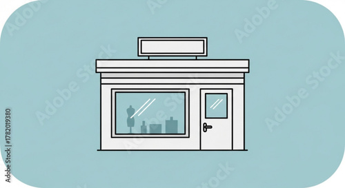 Minimalist shop or store building with blank sign on top, simple vector illustration for business concept