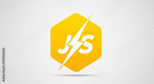 Javascript logo concept featuring a lightning bolt and the letters js for use in web development projects