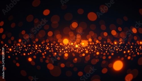 Glowing Orange Particles Black Background