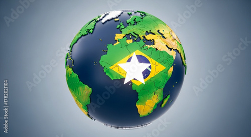 Globe featuring brazils flag, symbolizing the countrys global presence and influence in international affairs and cultural exchange