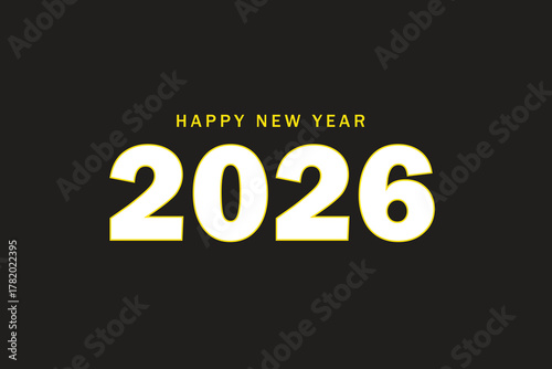 Happy New Year 2026 Background Text Design, 2026 Happy New Year Background Vector For Print, Happy New Year Design.