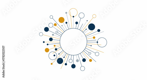 Abstract circular graphic with radiating lines representing a data network connection